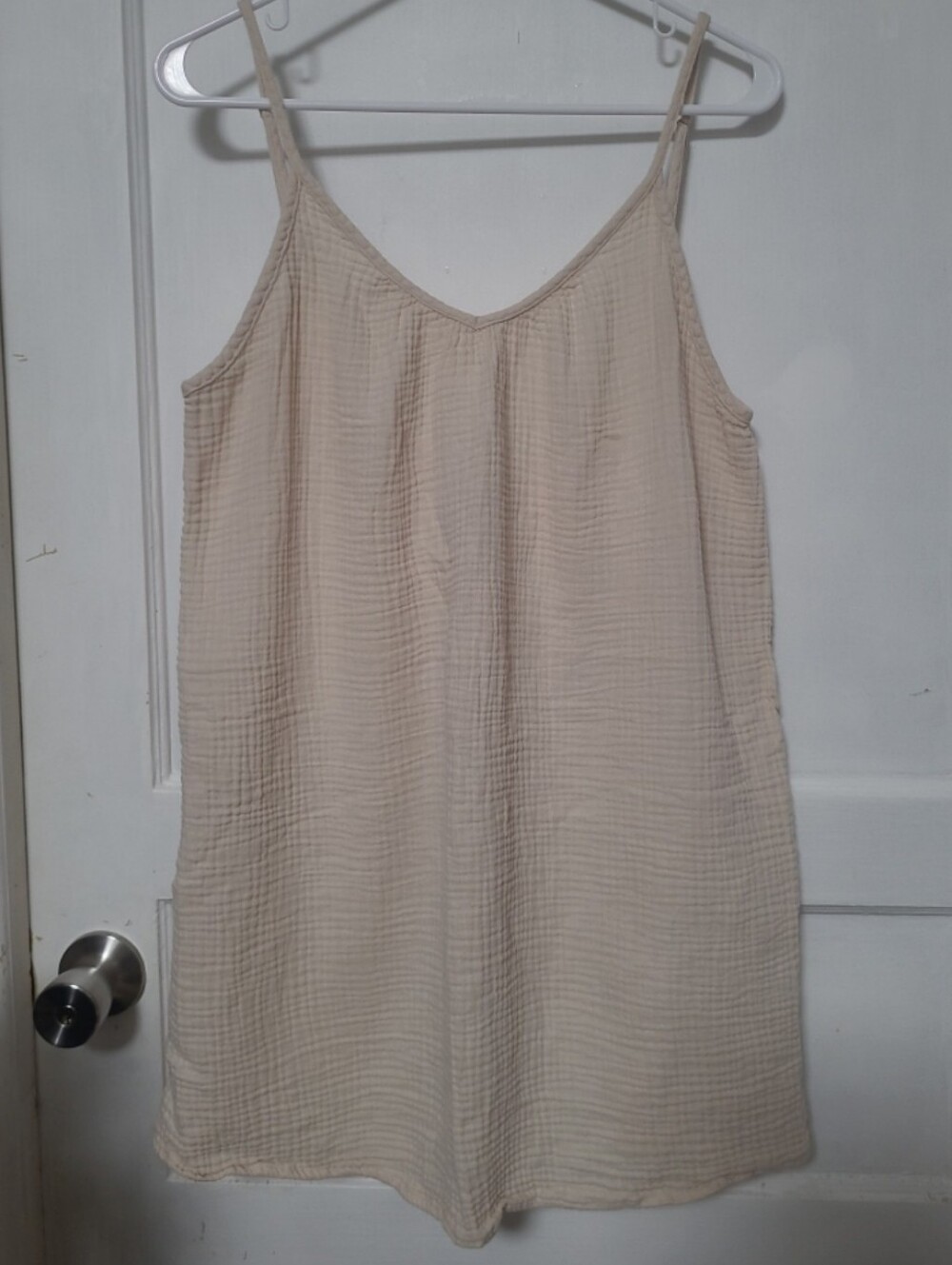 Shade & Shore Cream Textured Gauze Swim Cover Up Slip Dress Medium